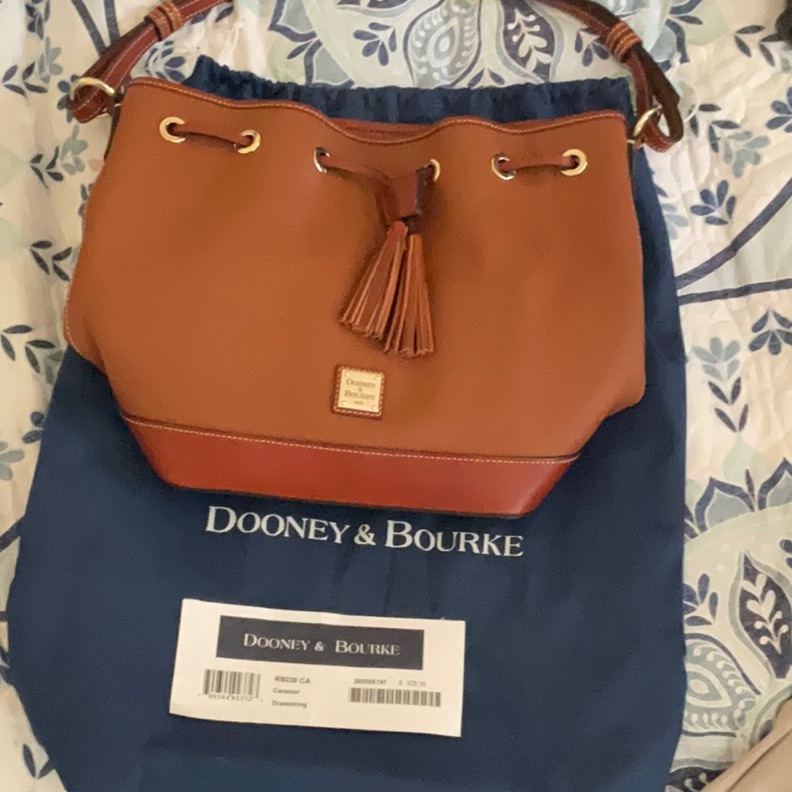 Brand New Dooney  Bourke Caramel Drawstring Purse